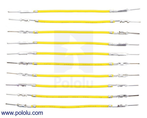 Wires with Pre-Crimped Terminals 10-Pack M-M 2" Yellow