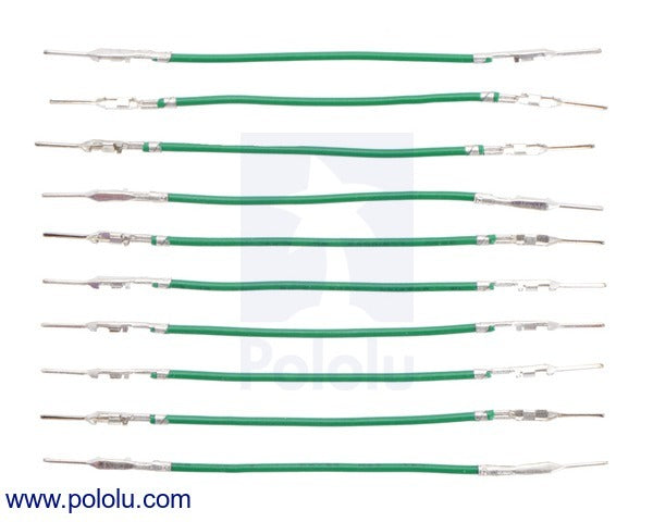 Wires with Pre-Crimped Terminals 10-Pack M-M 2" Green