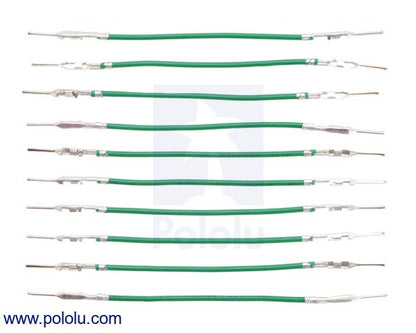 Wires with Pre-Crimped Terminals 10-Pack M-M 2" Green