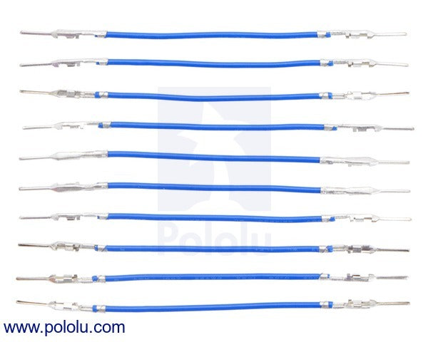 Wires with Pre-Crimped Terminals 10-Pack M-M 2" Blue