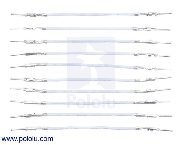 Wires with Pre-Crimped Terminals 10-Pack M-M 2" White