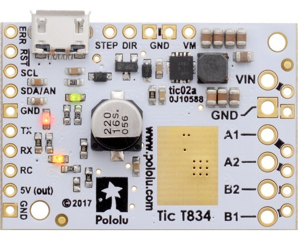 Tic T834 USB Multi-Interface Stepper Motor Controller (Connectors Soldered)