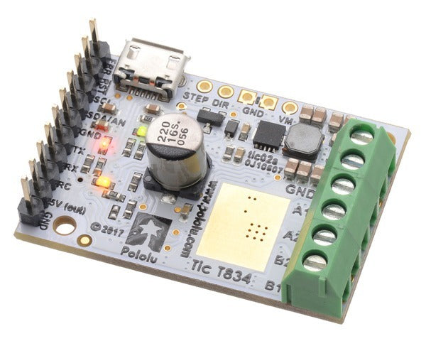 Tic T834 USB Multi-Interface Stepper Motor Controller (Connectors Soldered)