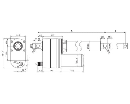 Glideforce LACT18-1000BPL Industrial-Duty Linear Actuator with Ball Screw Drive and Feedback: 450kgf