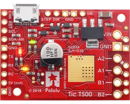 Tic T500 USB Multi-Interface Stepper Motor Controller (Connectors Soldered)