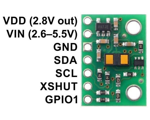 VL53L1X Time-of-Flight Distance Sensor Carrier with Voltage Regulator, 400cm Max