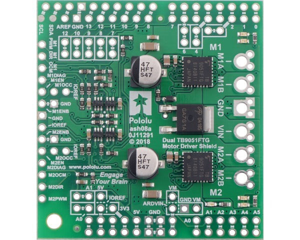 Dual TB9051FTG Motor Driver Shield for Arduino