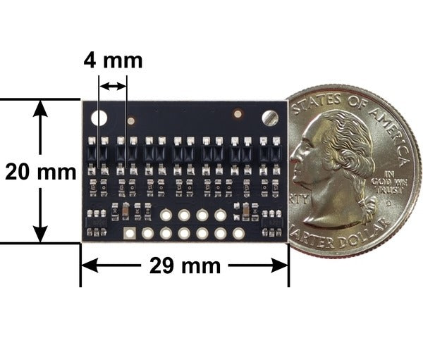 QTR-HD-07A Reflectance Sensor Array: 7-Channel, 4mm Pitch, Analog Output