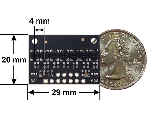 QTRX-HD-07A Reflectance Sensor Array: 7-Channel, 4mm Pitch, Analog Output, Low Current