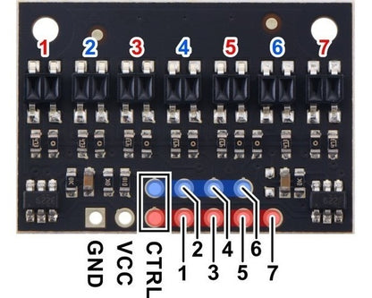 QTR-HD-07A Reflectance Sensor Array: 7-Channel, 4mm Pitch, Analog Output