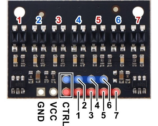 QTR-HD-07RC Reflectance Sensor Array: 7-Channel, 4mm Pitch, RC Output