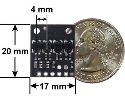 QTRX-HD-04A Reflectance Sensor Array: 4-Channel, 4mm Pitch, Analog Output, Low Current