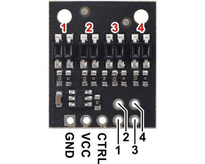 QTR-HD-04A Reflectance Sensor Array: 4-Channel, 4mm Pitch, Analog Output