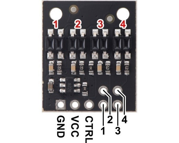 QTR-HD-04RC Reflectance Sensor Array: 4-Channel, 4mm Pitch, RC Output