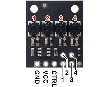 QTRX-HD-04RC Reflectance Sensor Array: 4-Channel, 4mm Pitch, RC Output, Low Current