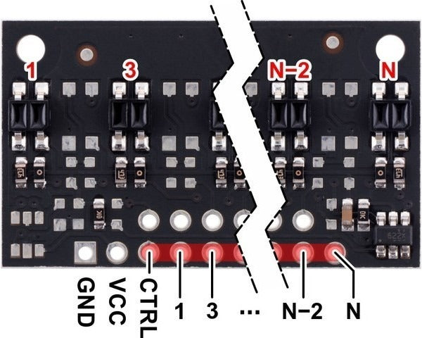 QTR-MD-06A Reflectance Sensor Array: 6-Channel, 8mm Pitch, Analog Output