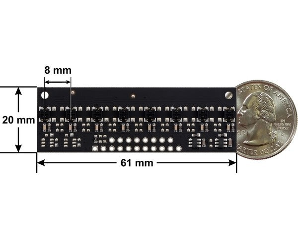 QTRX-MD-08RC Reflectance Sensor Array: 8-Channel, 8mm Pitch, RC Output, Low Current