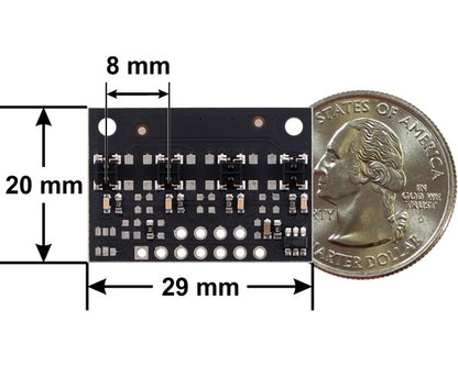 QTRX-MD-04RC Reflectance Sensor Array: 4-Channel, 8mm Pitch, RC Output, Low Current