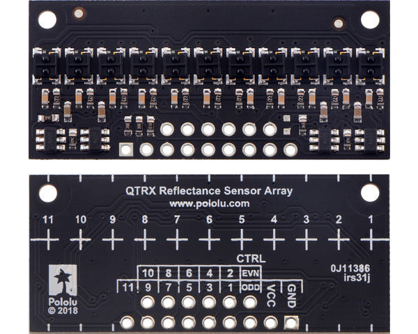 QTRX-HD-11RC Reflectance Sensor Array: 11-Channel, 4mm Pitch, RC Output, Low Current