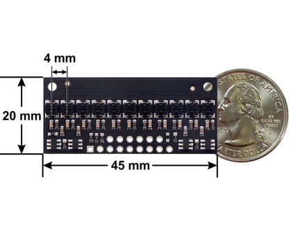 QTRX-HD-11RC Reflectance Sensor Array: 11-Channel, 4mm Pitch, RC Output, Low Current