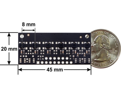 QTRX-MD-06RC Reflectance Sensor Array: 6-Channel, 8mm Pitch, RC Output, Low Current