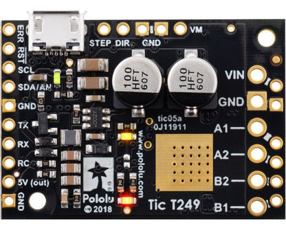 Tic T249 USB Multi-Interface Stepper Motor Controller (Connectors Soldered)