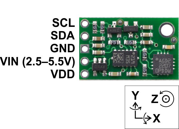 MinIMU-9 v2 Gyro, Accelerometer, and Compass (L3GD20 and LSM303DLHC Carrier)