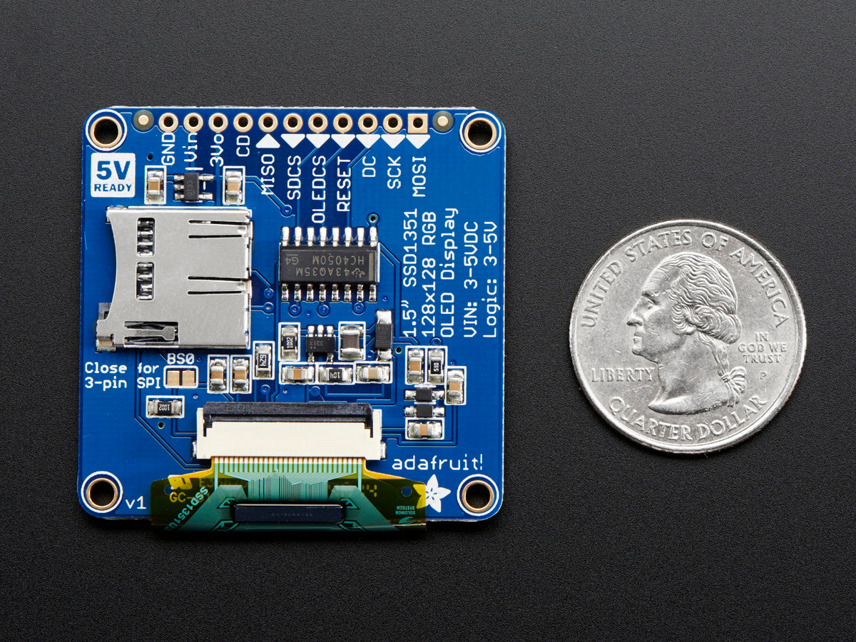 OLED Breakout Board - 16-bit Color 1.5" w/microSD holder