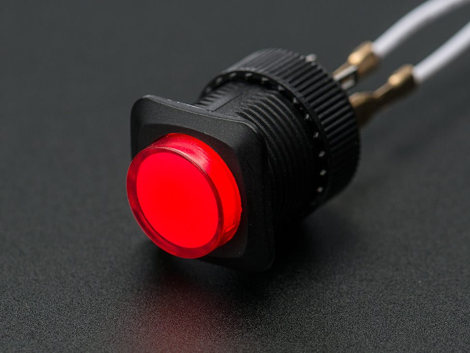 16mm Illuminated Pushbutton - Red Momentary