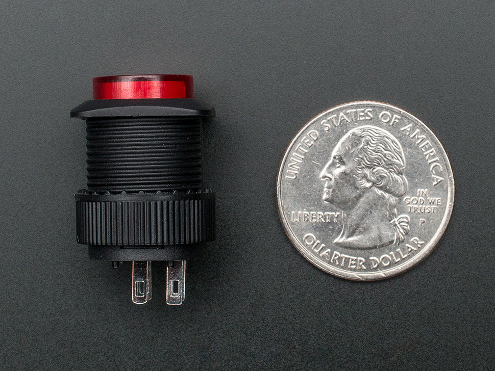 16mm Illuminated Pushbutton - Red Momentary