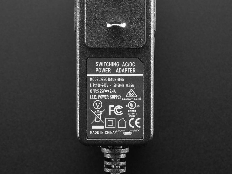 5V 2.4A Switching Power Supply w- 20AWG 6' MicroUSB Cable