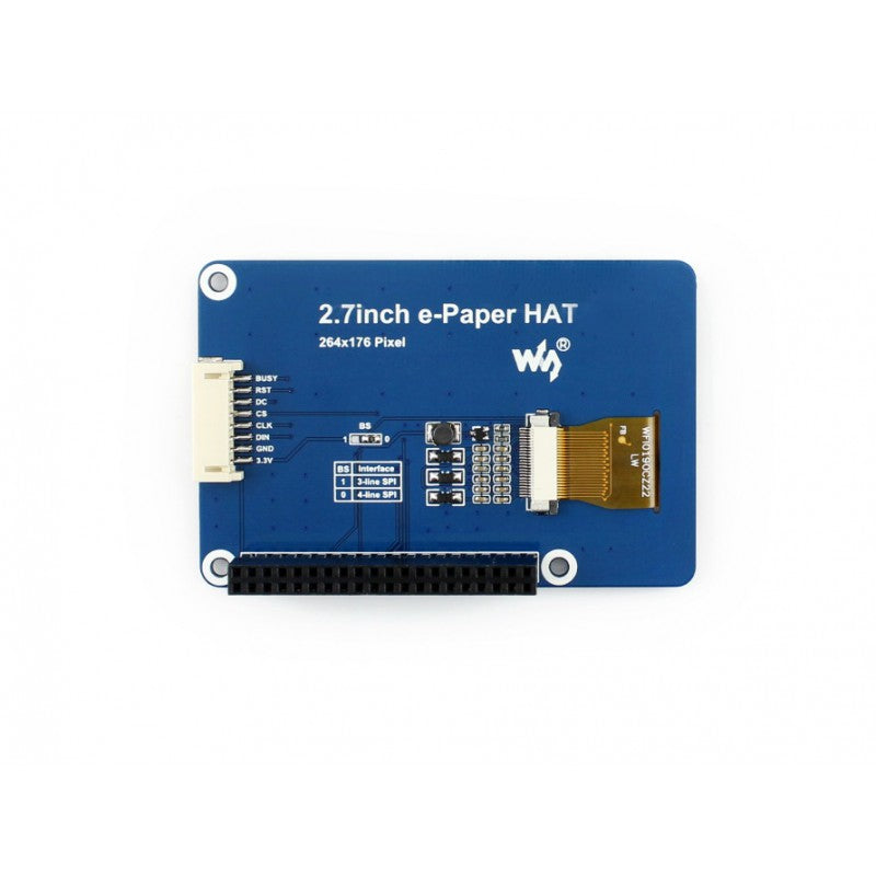264x176, 2.7inch E-Ink display HAT for Raspberry Pi, three-color