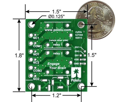 Pololu Basic 2-Channel SPDT Relay Carrier with 5VDC Relays (Assembled)