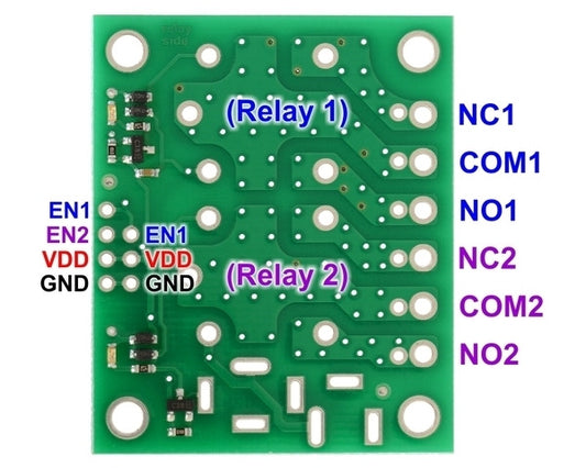 Pololu Basic 2-Channel SPDT Relay Carrier with 5VDC Relays (Assembled)