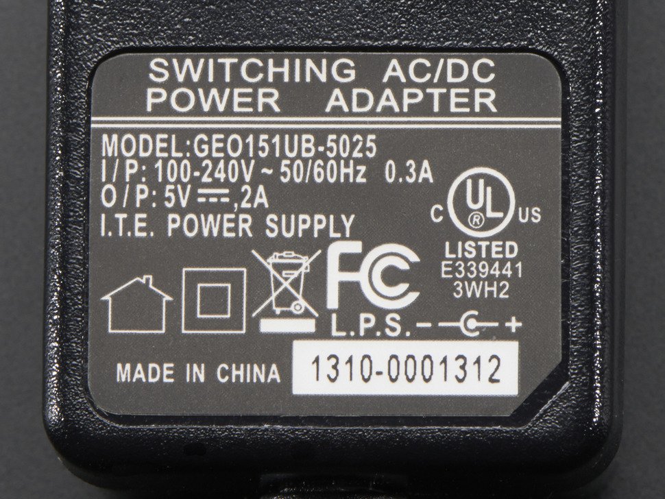 5V 2A (2000mA) switching power supply - UL Listed