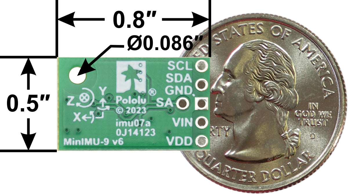 MinIMU-9 v6 Gyro, Accelerometer, and Compass (LSM6DSO and LIS3MDL Carrier)