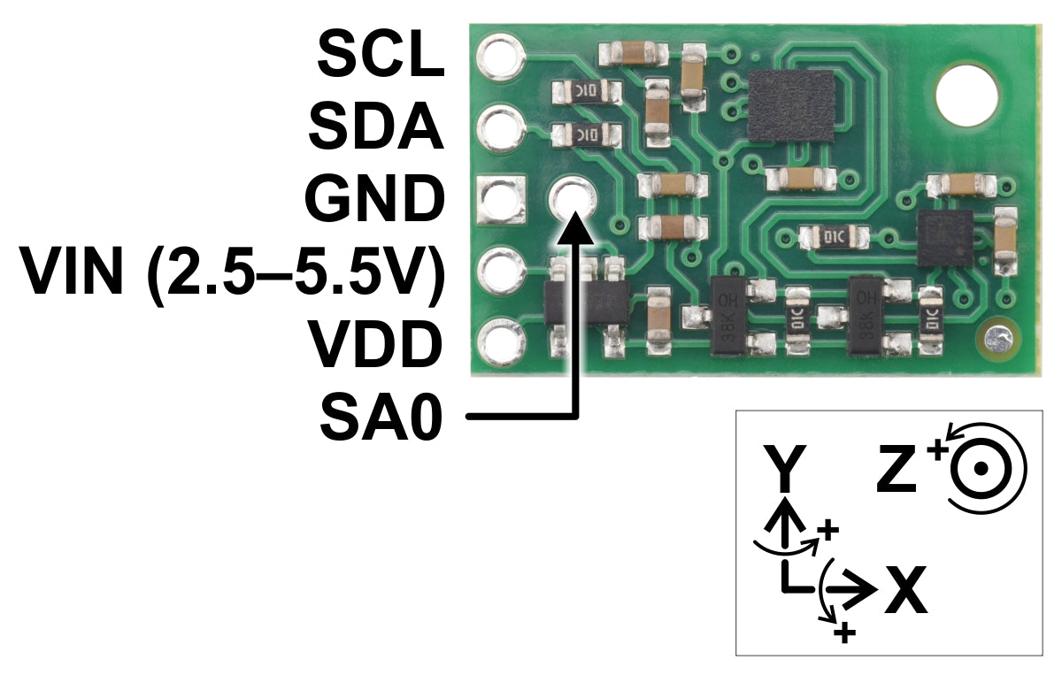 MinIMU-9 v6 Gyro, Accelerometer, and Compass (LSM6DSO and LIS3MDL Carrier)