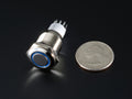 Rugged Metal Pushbutton with Blue LED Ring - 16mm Blue Momentary