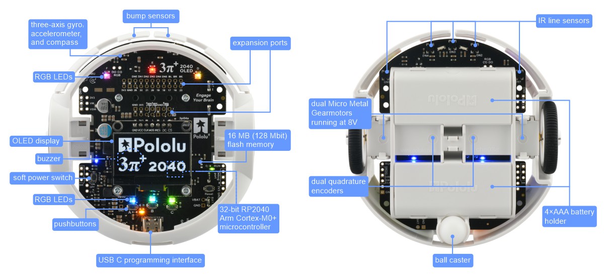 3pi+ 2040 Robot - Standard Edition (30:1 MP Motors), Assembled