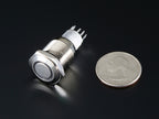 Rugged Metal On/Off Switch with White LED Ring - 16mm White On/Off