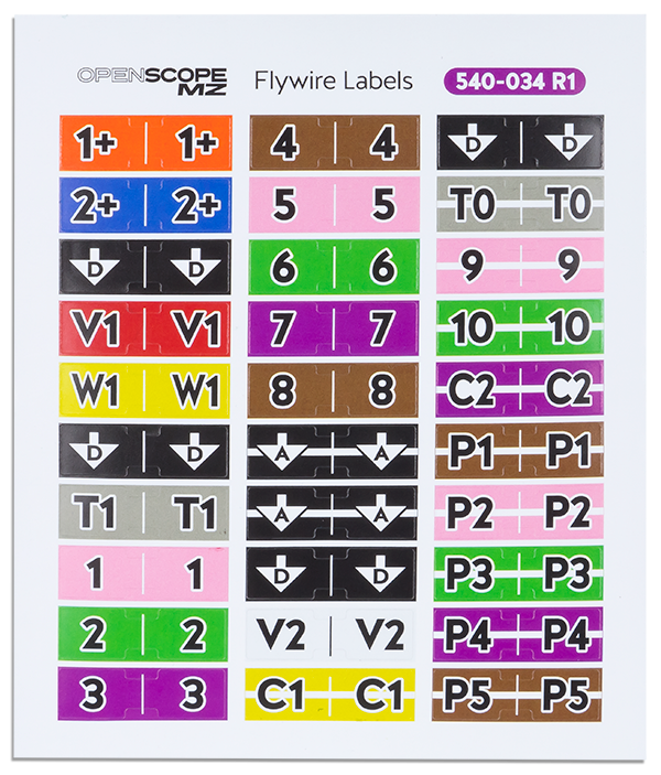 30-pin Flywire Labels for the OpenScope MZ