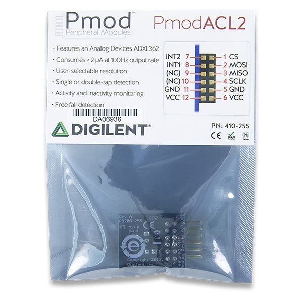 Pmod ACL2: 3-axis MEMS Accelerometer – MGSL