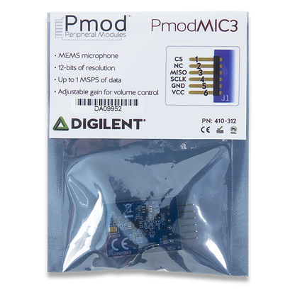 Pmod MIC3: MEMS Microphone with Adjustable Gain