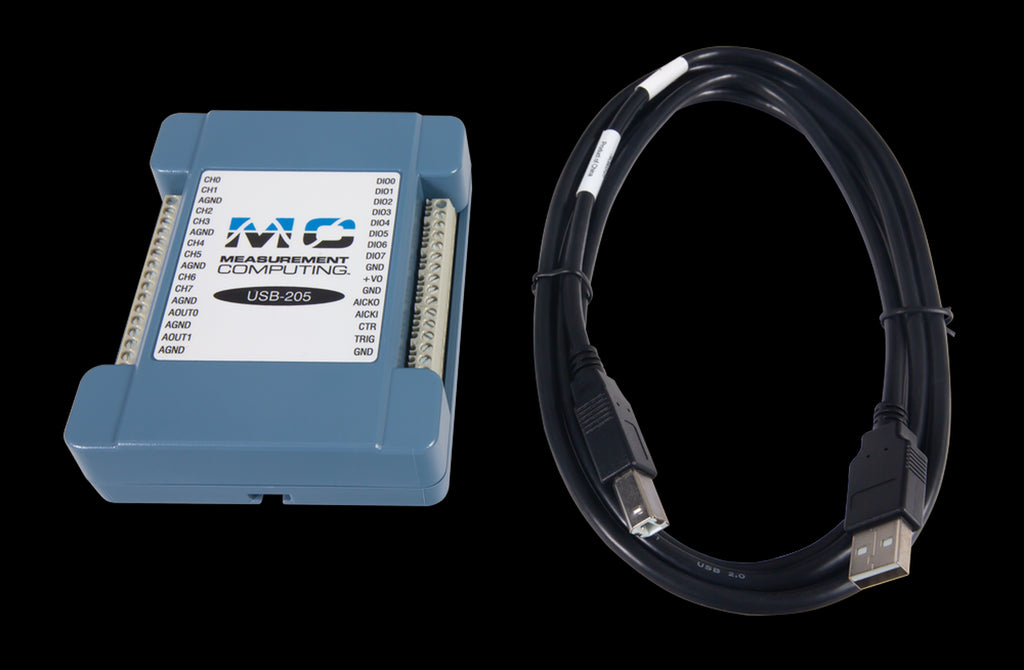 MCC USB-205 12-bit, 500 kS/s Single Gain Multifunction USB DAQ Device