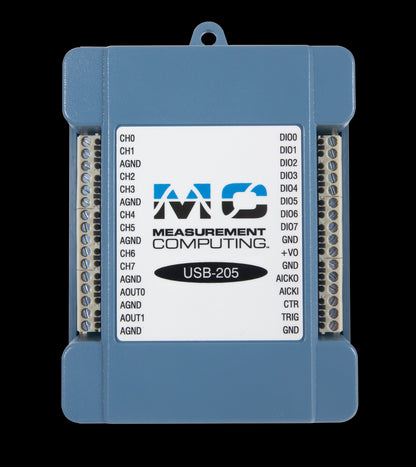 MCC USB-205 12-bit, 500 kS/s Single Gain Multifunction USB DAQ Device