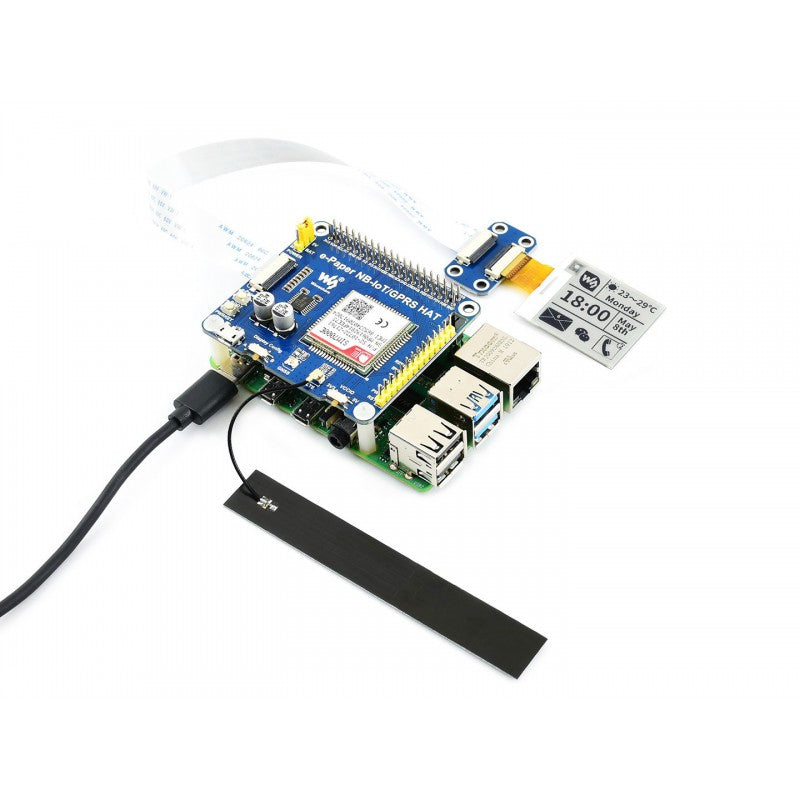 e-Paper IoT Driver HAT for Raspberry Pi, Supports NB-IoT/eMTC/GPRS