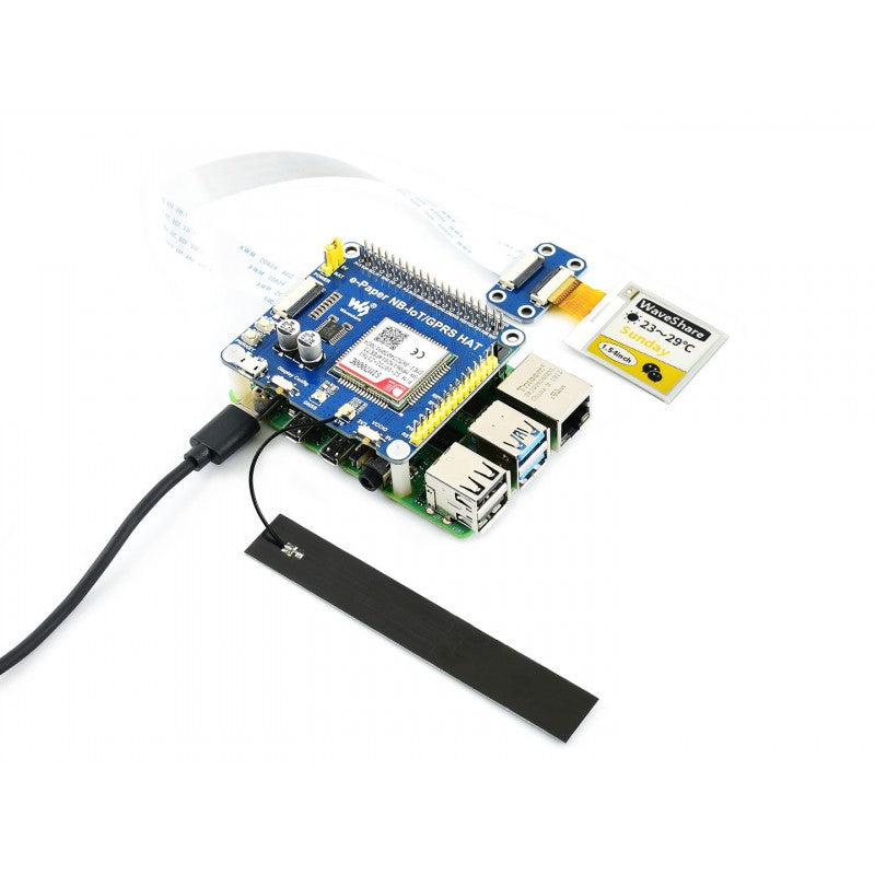 e-Paper IoT Driver HAT for Raspberry Pi, Supports NB-IoT/eMTC/GPRS