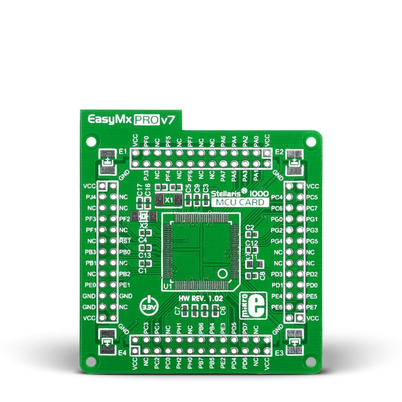 Standard empty MCU card for 100-pin TQFP Stellaris 1000 series