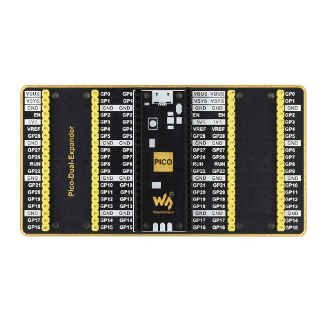 Dual GPIO Expander for Raspberry Pi Pico, Two Sets of Male Headers