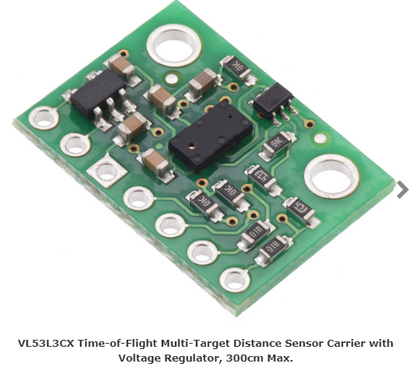VL53L3CX Time-of-Flight Multi-Target Distance Sensor Carrier with Voltage Regulator, 300cm Max